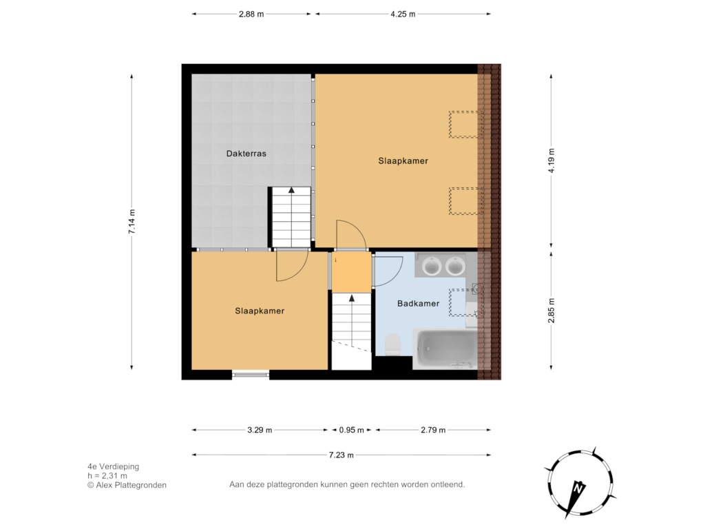 Bekijk plattegrond van 4e Verdieping van Oude Delft 21-B