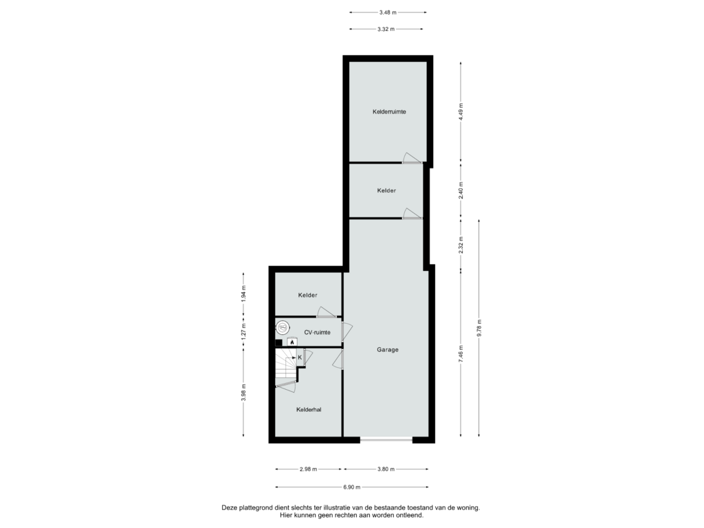 Bekijk plattegrond van Kelder van Dalestraat 27