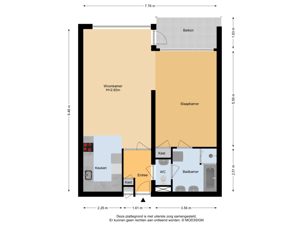 Bekijk plattegrond van Appartement van Binnenweg 6-F222