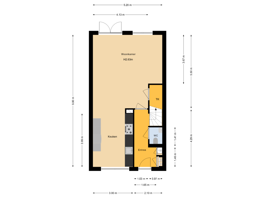 Bekijk plattegrond van Begane grond van Oldenhove 7-A