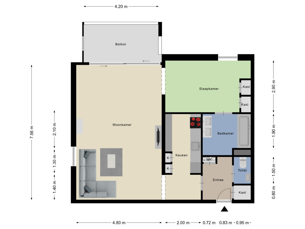 View floorplan of Appartement of Blekerij 92-E