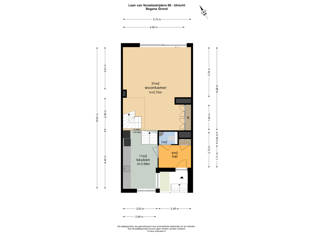 Bekijk plattegrond van BEGANE GROND van Laan van Verzetsstrijders 68