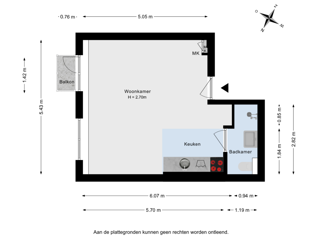 View floorplan of Appartement of Eendrachtsweg 64-F