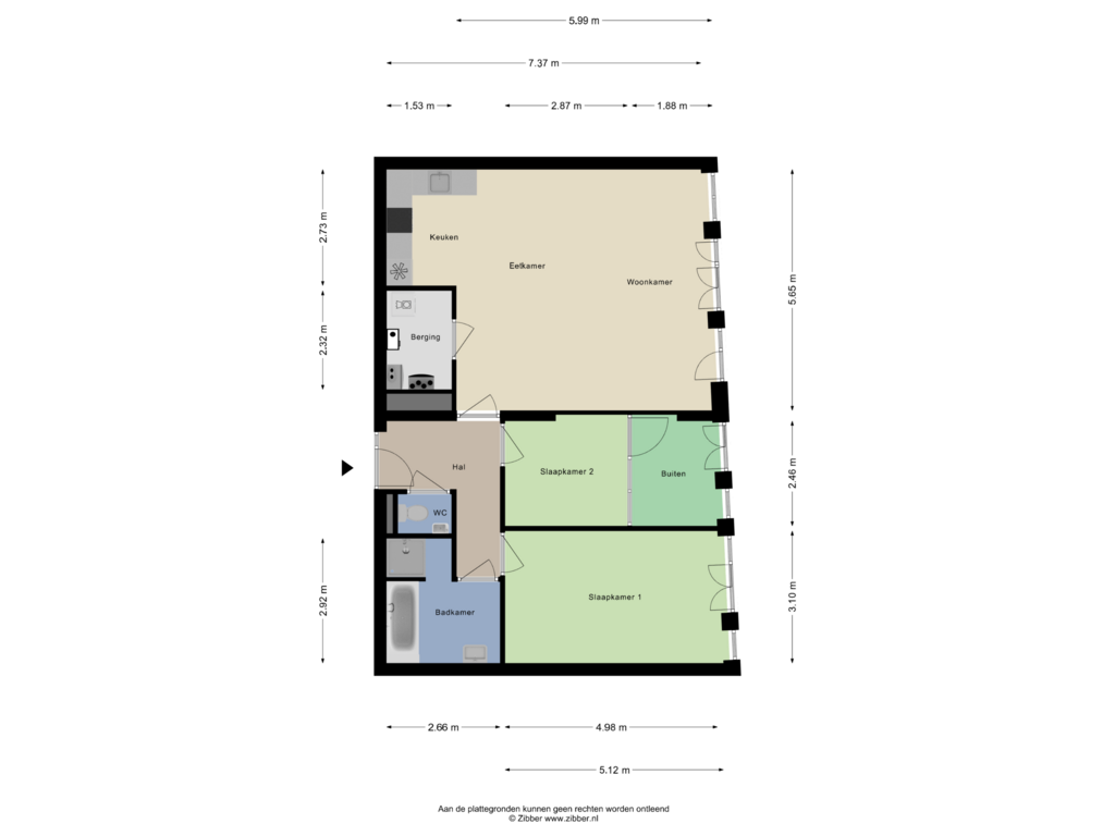 Bekijk plattegrond van Appartement van Wijnstraat 10-B