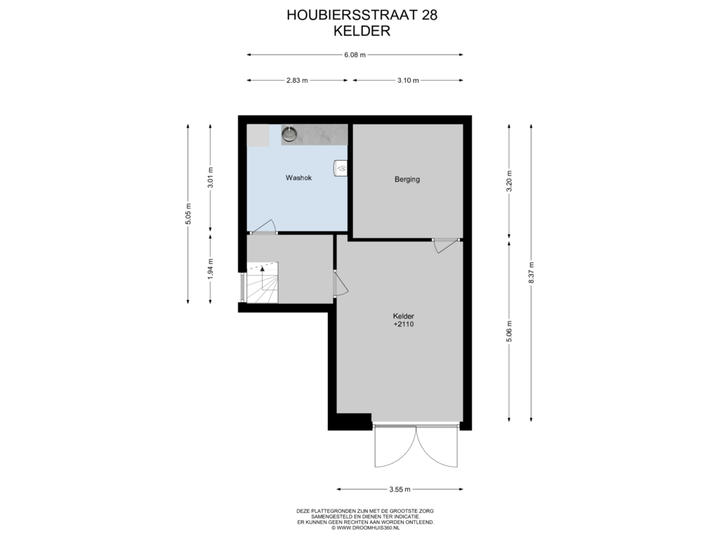 Bekijk plattegrond van Kelder van Houbiersstraat 28