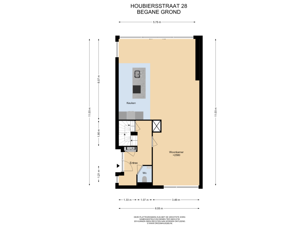 Bekijk plattegrond van Begane grond van Houbiersstraat 28