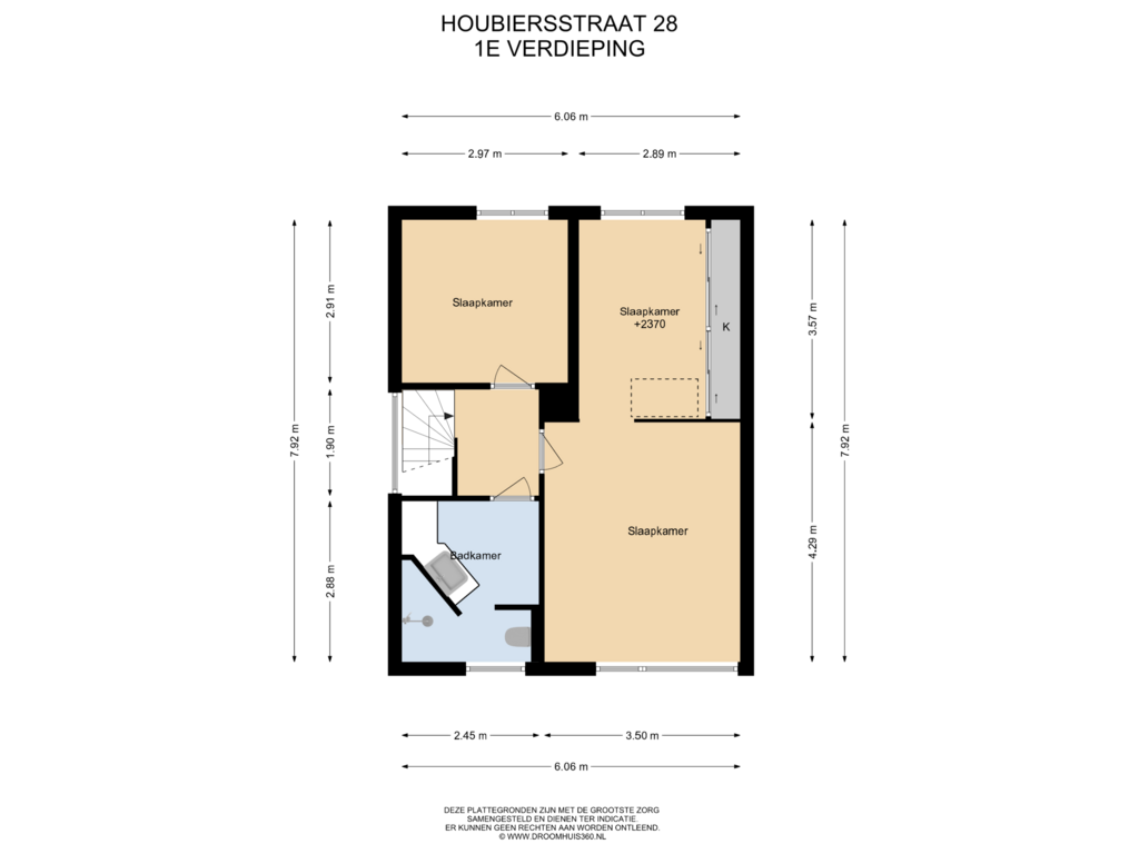 Bekijk plattegrond van 1E Verdieping van Houbiersstraat 28