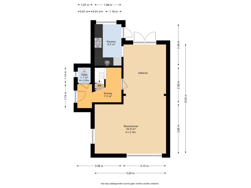 View floorplan of Begane grond of Arubastraat 9