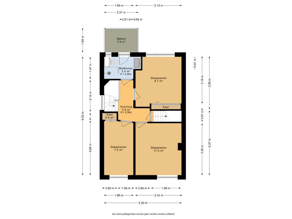 View floorplan of Eerste verdieping of Arubastraat 9