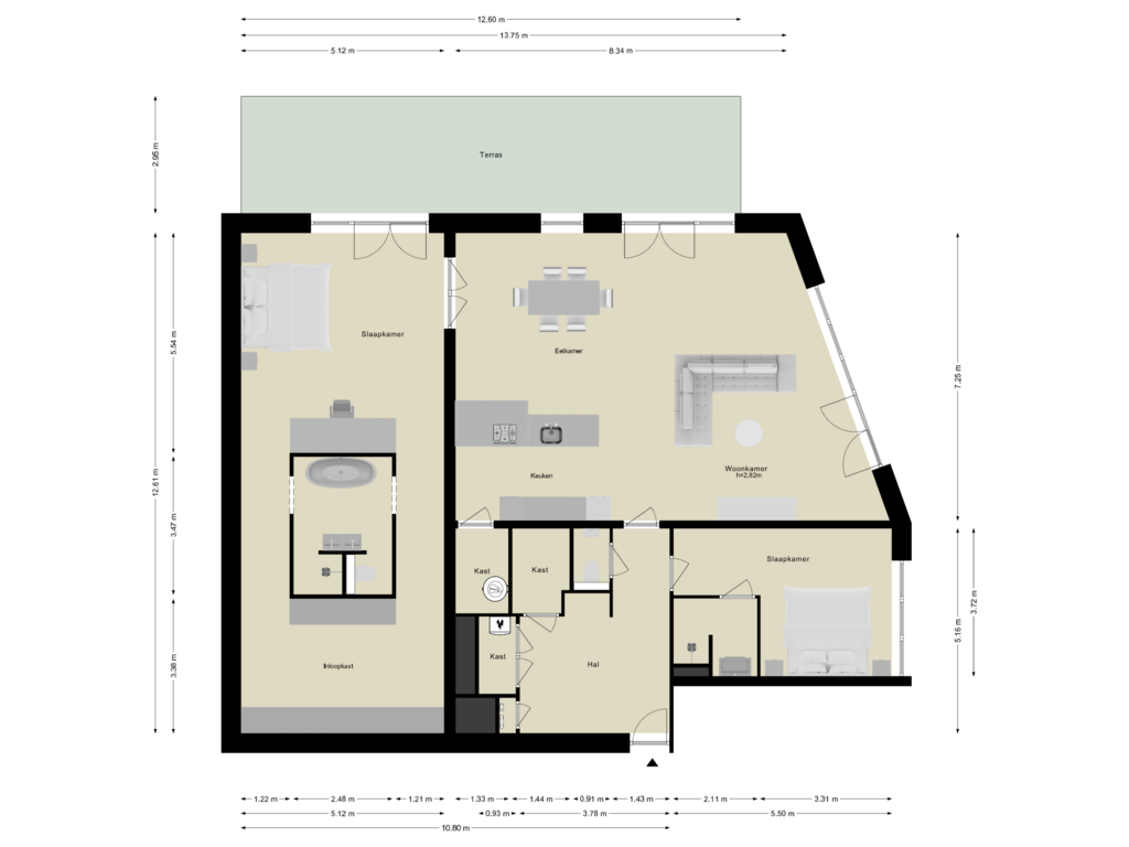 Bekijk plattegrond van Begane grond van De Krijgsmanlaan 64