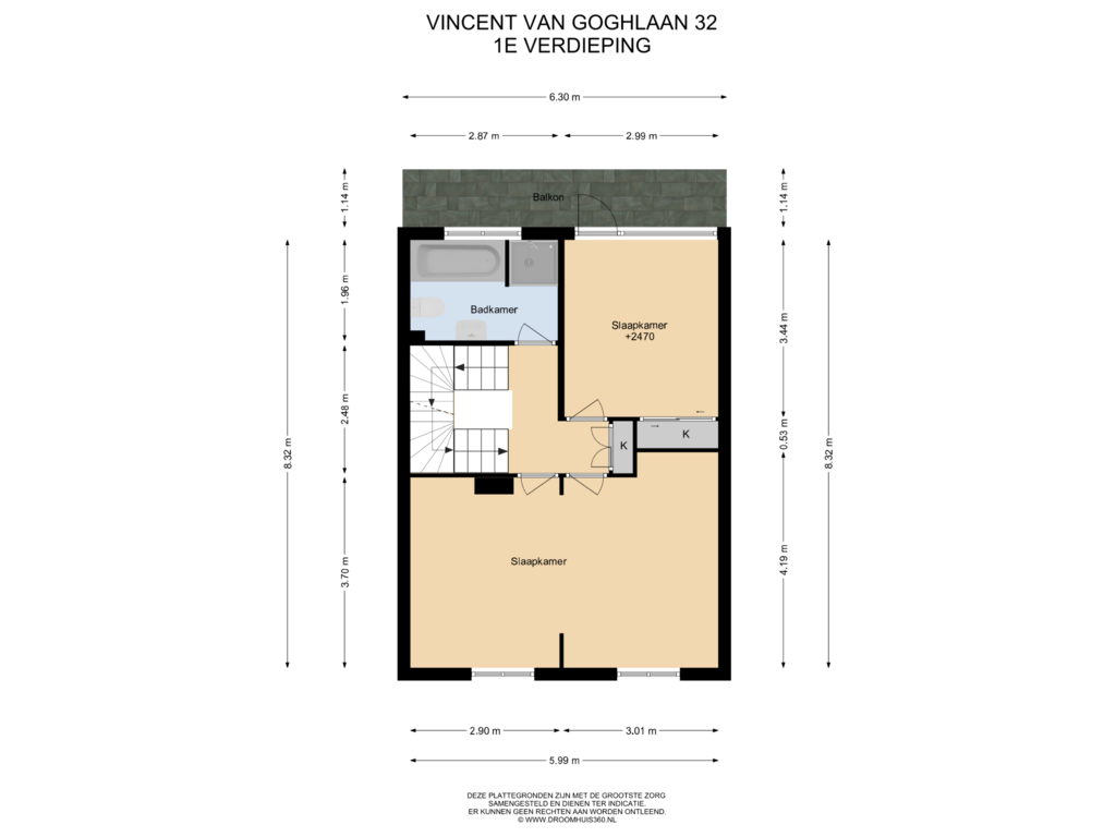 Bekijk plattegrond van 1E Verdieping van Vincent van Goghlaan 32