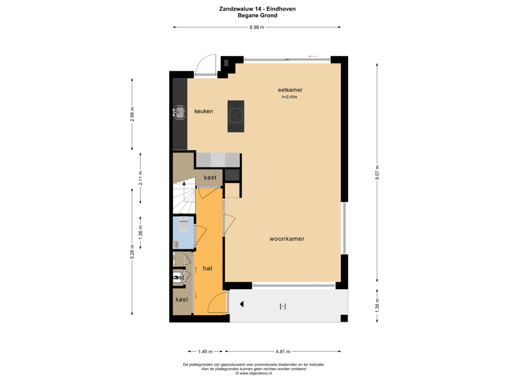 View floorplan of BEGANE GROND of Zandzwaluw 14