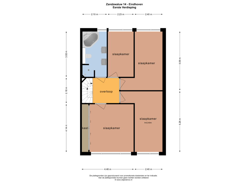 View floorplan of EERSTE VERDIEPING of Zandzwaluw 14