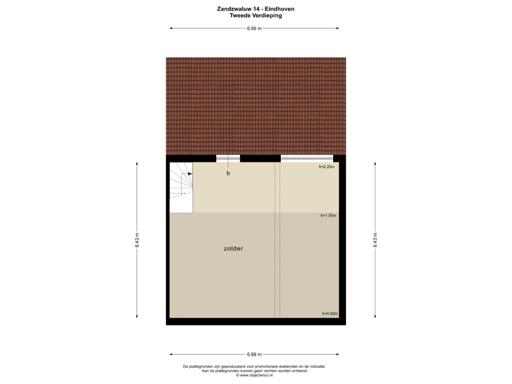 View floorplan of TWEEDE VERDIEPING of Zandzwaluw 14