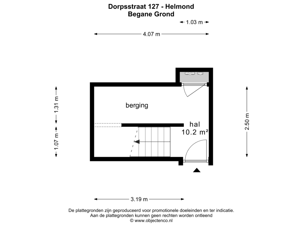 View floorplan of BEGANE GROND of Dorpsstraat 127