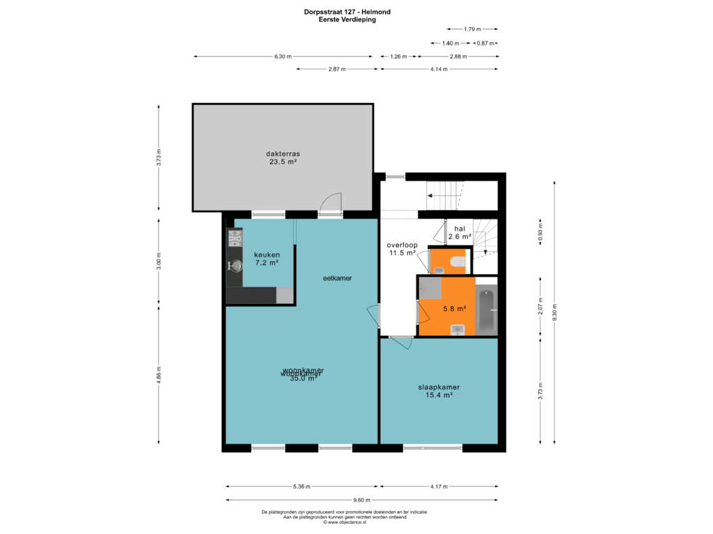 View floorplan of EERSTE VERDIEPING of Dorpsstraat 127