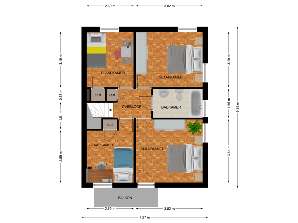 Bekijk plattegrond van Eerste verdieping van Dr. Hustinxlaan 49