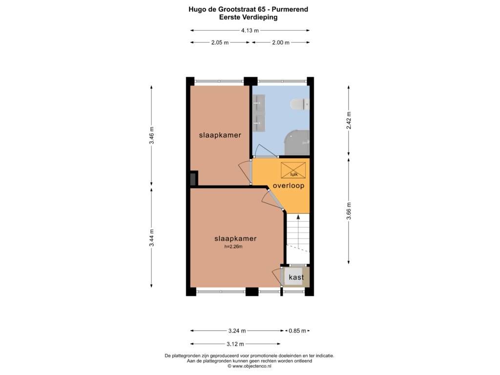 Bekijk plattegrond van EERSTE VERDIEPING van Hugo de Grootstraat 65