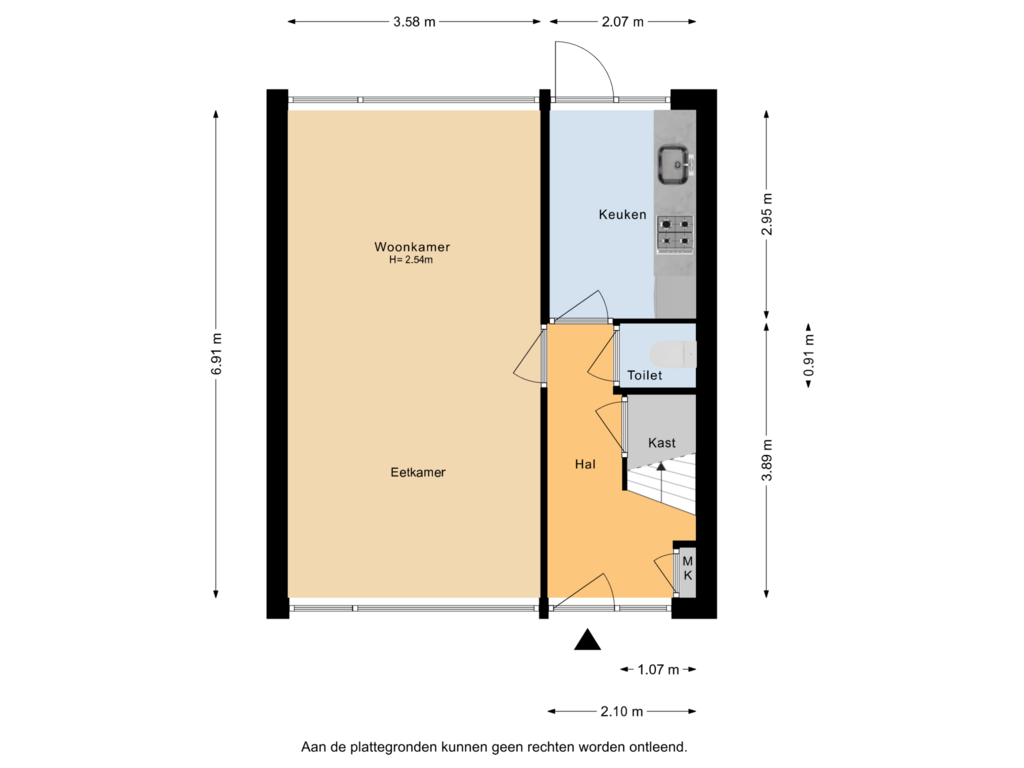 View floorplan of Begane grond of Koningin Wilhelminalaan 18