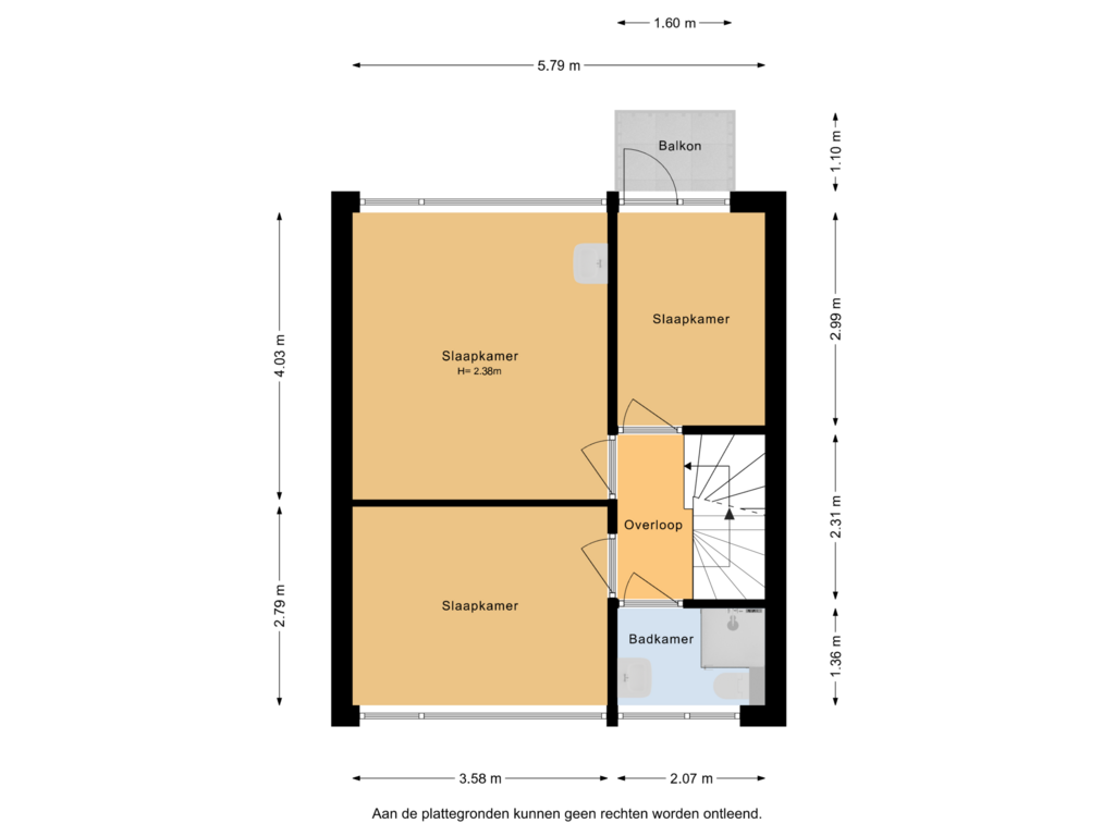 View floorplan of 1e verdieping of Koningin Wilhelminalaan 18