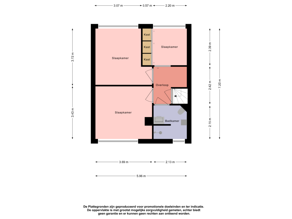 View floorplan of Eerste verdieping of Paulus Potterlaan 13