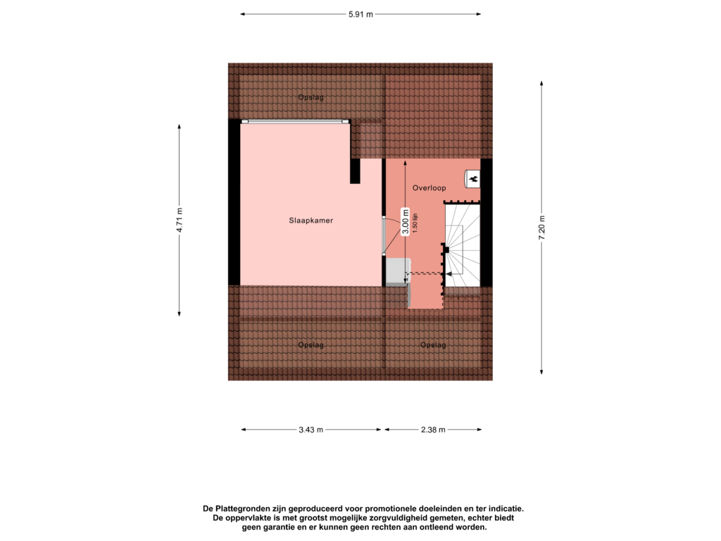 View floorplan of Tweede verdieping of Paulus Potterlaan 13