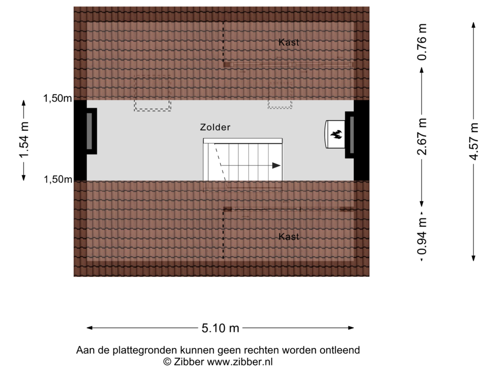 View floorplan of Zolder of Veluwestraat 97