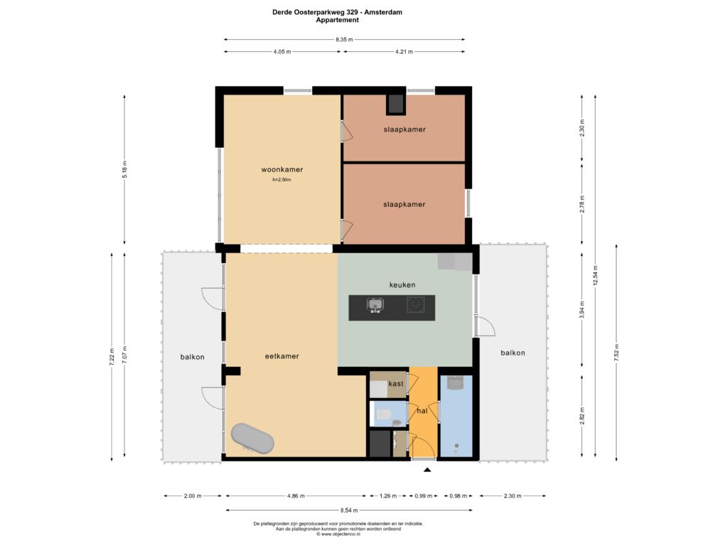 View floorplan of Appartement of Derde Oosterparkstraat 329