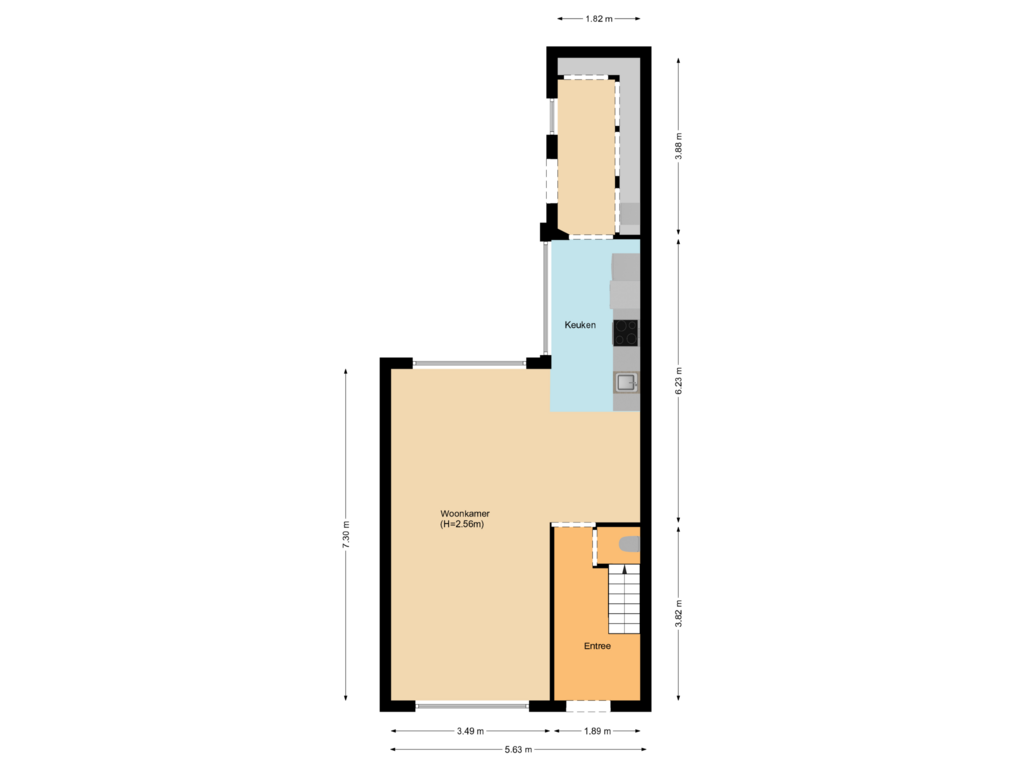 View floorplan of First floor of Oude Hoornseweg 6-A