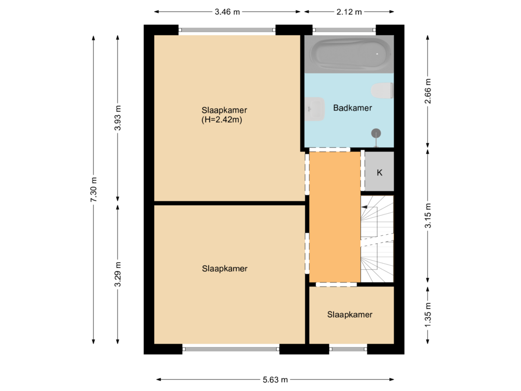 View floorplan of Floor 1 of Oude Hoornseweg 6-A