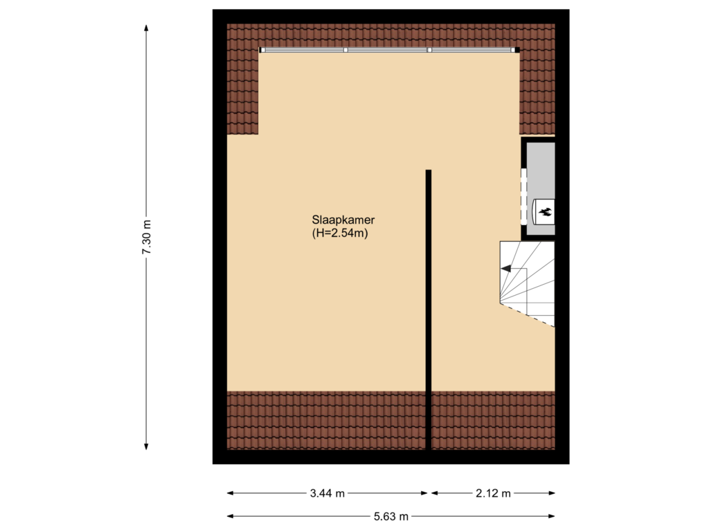 View floorplan of Floor 2 of Oude Hoornseweg 6-A