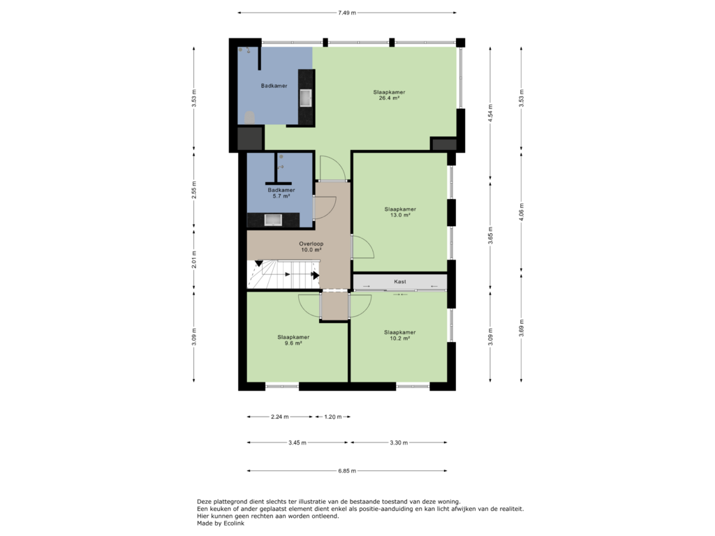 Bekijk plattegrond van 1e verdieping van Maasstraat 18