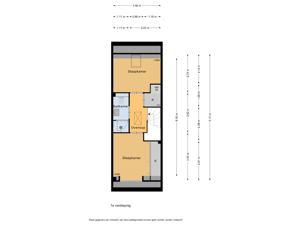 View floorplan of 1e verdieping of Klokbaai 14