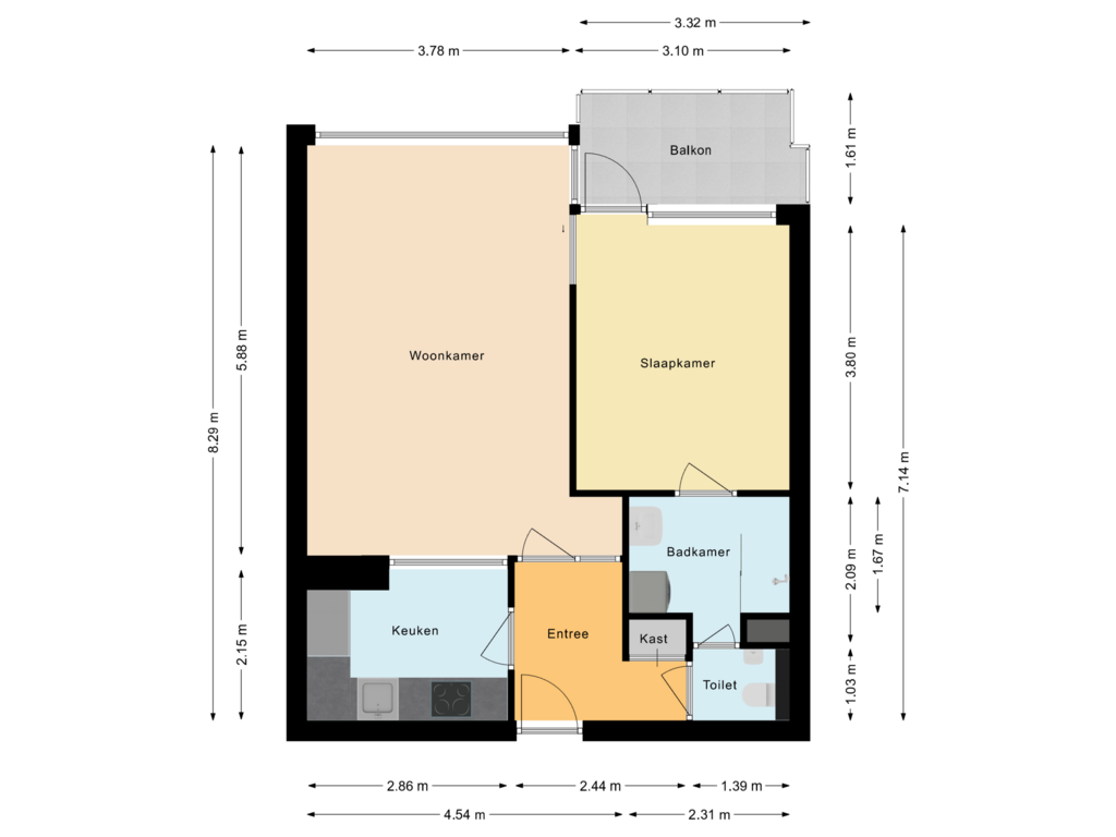 Bekijk plattegrond van Appartement van Oude Kleefsebaan 249