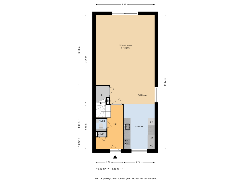 Bekijk plattegrond van Begane grond van Marcelis Keldermansstraat 5