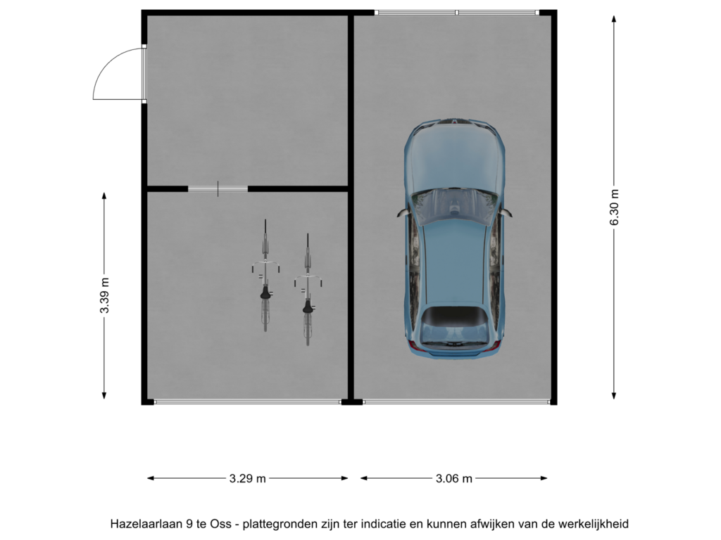 Bekijk plattegrond van Garage - Hazelaarlaan 9 te Oss van Hazelaarlaan 9