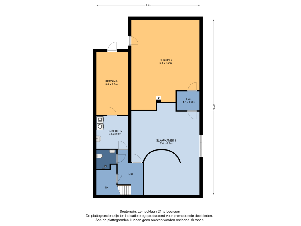 Bekijk plattegrond van Souterrain van Lomboklaan 24