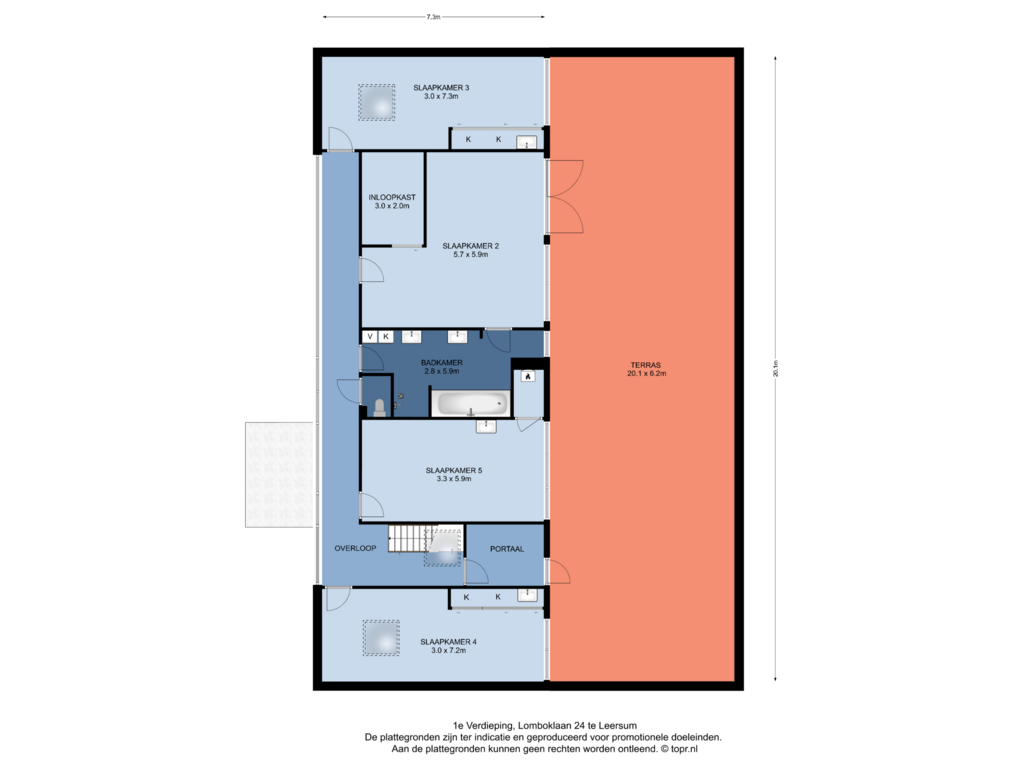 Bekijk plattegrond van 1e Verdieping van Lomboklaan 24