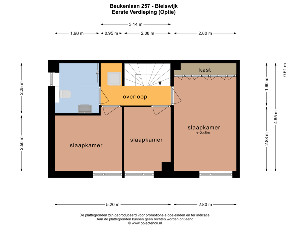 Bekijk plattegrond van EERSTE VERDIEPING (OPTIE) van Beukenlaan 257