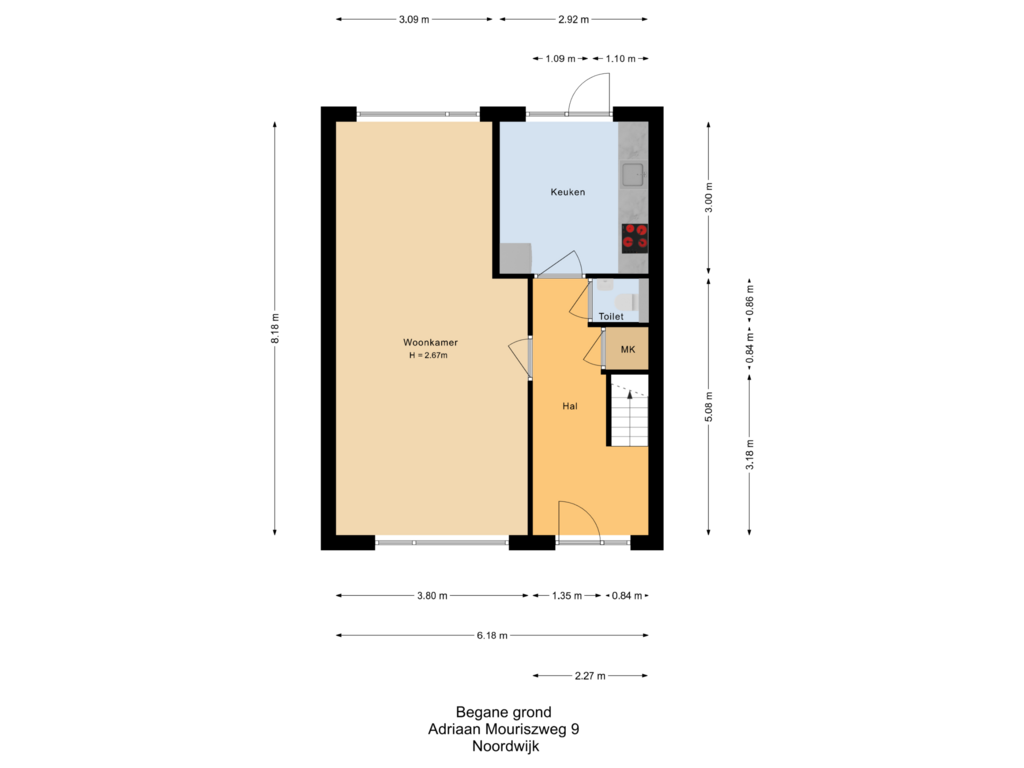 Bekijk plattegrond van Begane Grond		 van Adriaan Mouriszweg 9