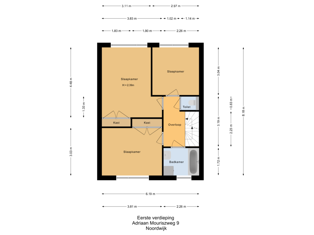 Bekijk plattegrond van Eerste verdieping van Adriaan Mouriszweg 9