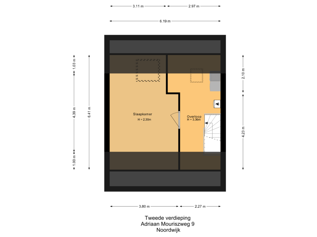 Bekijk plattegrond van Tweede verdieping van Adriaan Mouriszweg 9