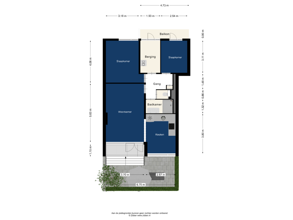 Bekijk plattegrond van Begane grond Tuin van Oranjelaan 162