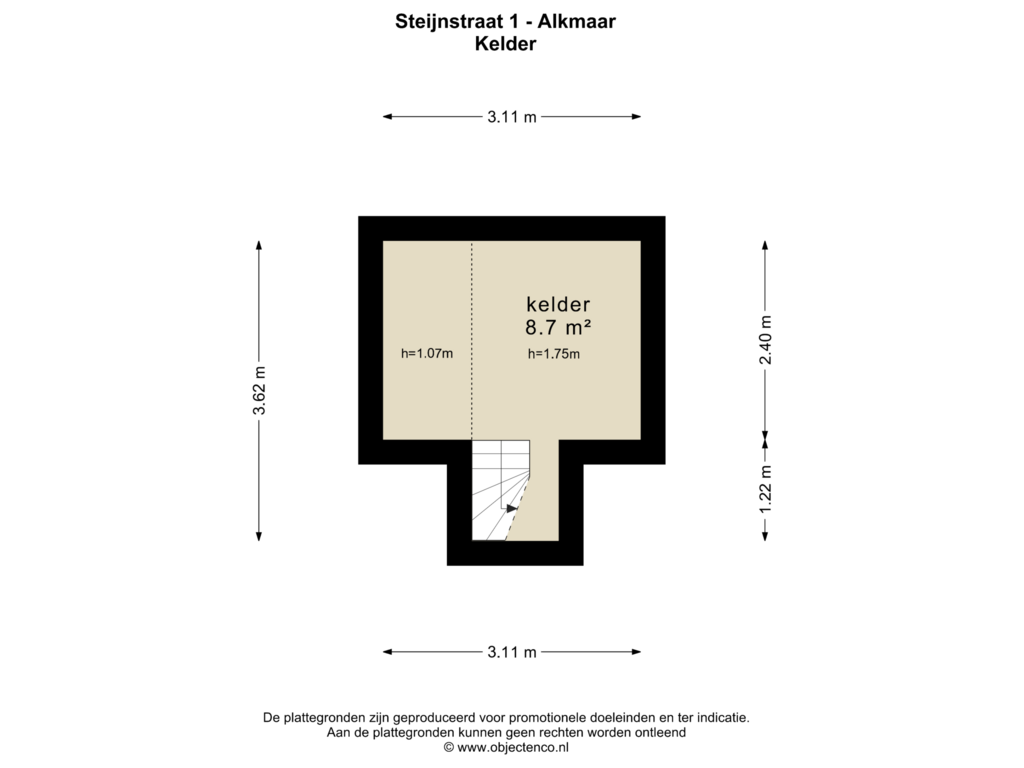 Bekijk plattegrond van Kelder van Steijnstraat 1