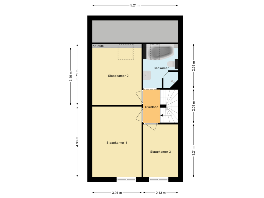 View floorplan of Eerste verdieping of Steenuilstraat 11