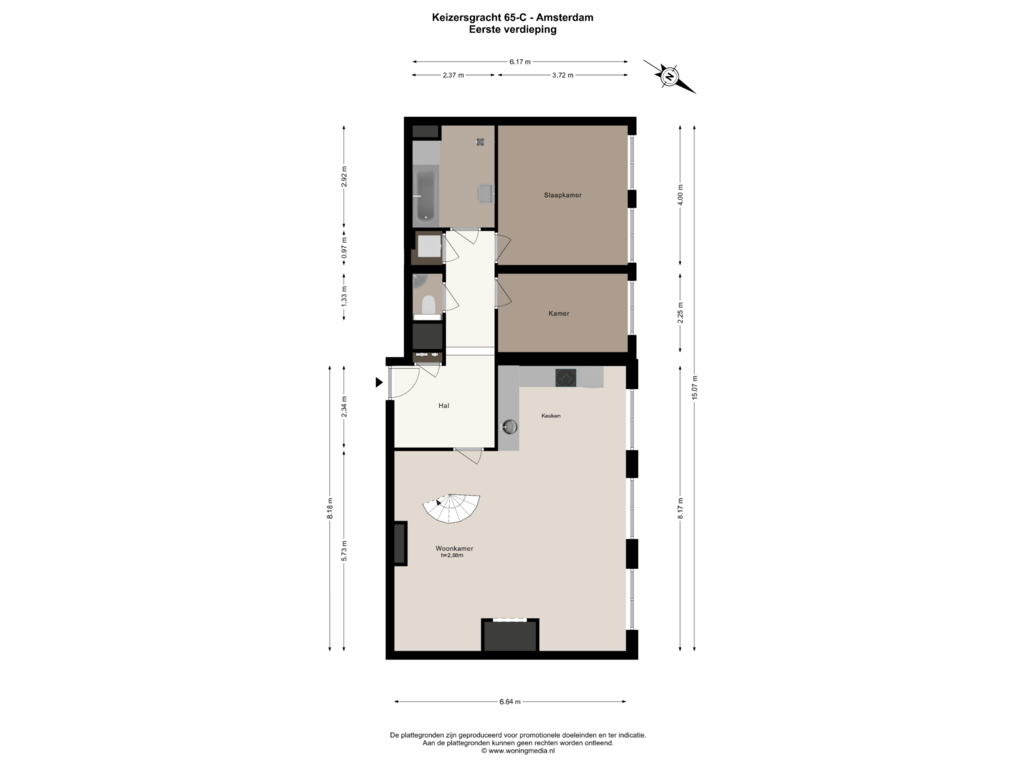 Bekijk plattegrond van 1e_verd van Keizersgracht 65-C