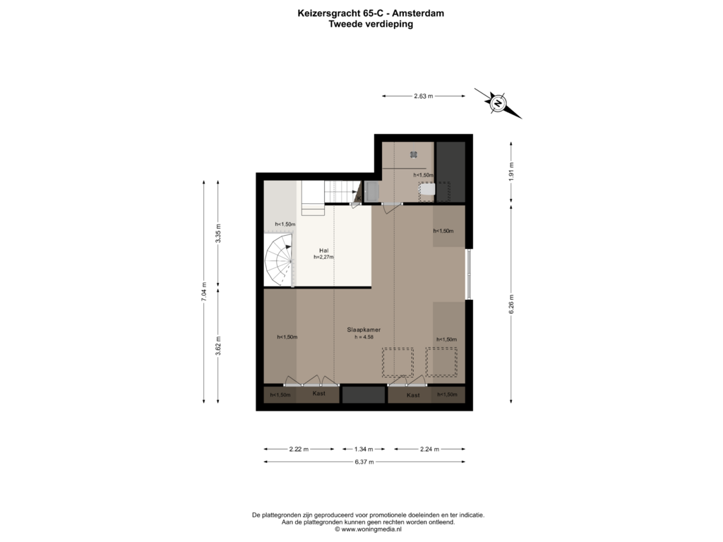 Bekijk plattegrond van 2e_verd van Keizersgracht 65-C