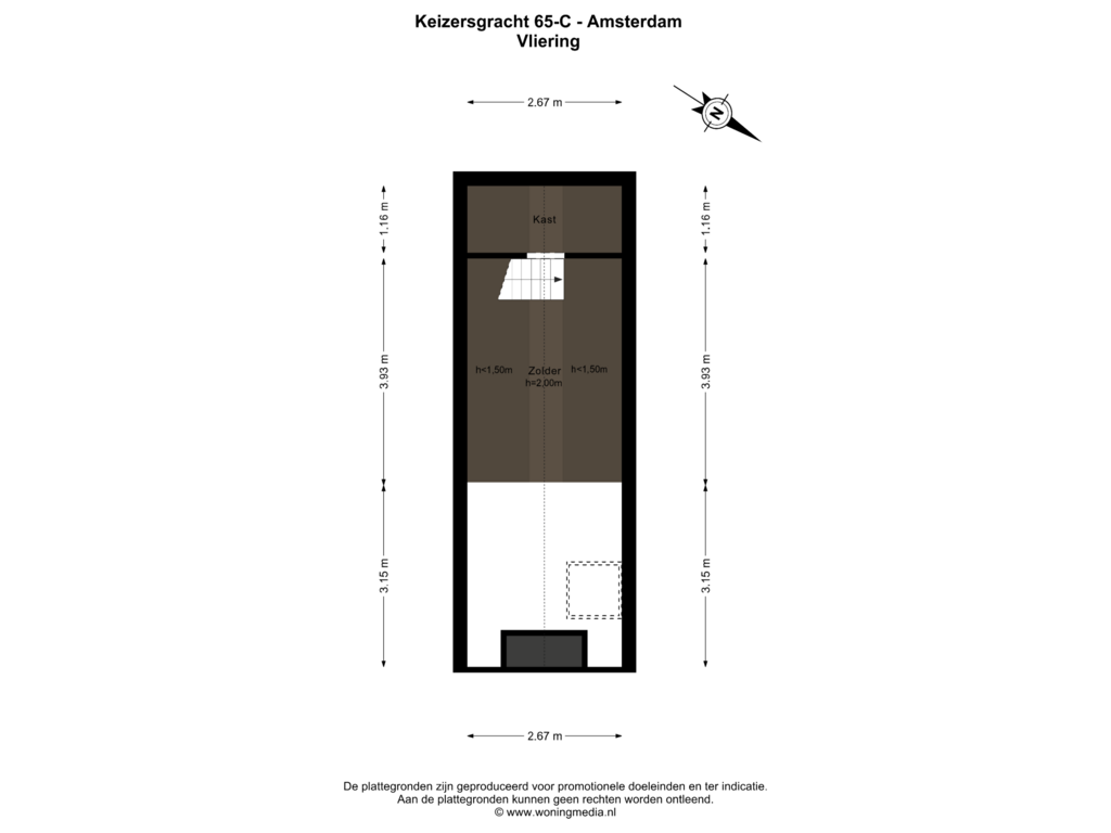 Bekijk plattegrond van Vliering van Keizersgracht 65-C