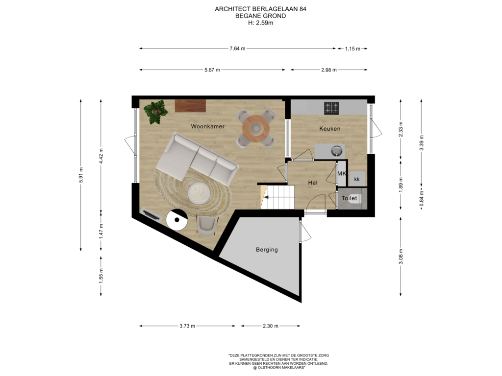 View floorplan of Begane grond of Architect Berlagelaan 84