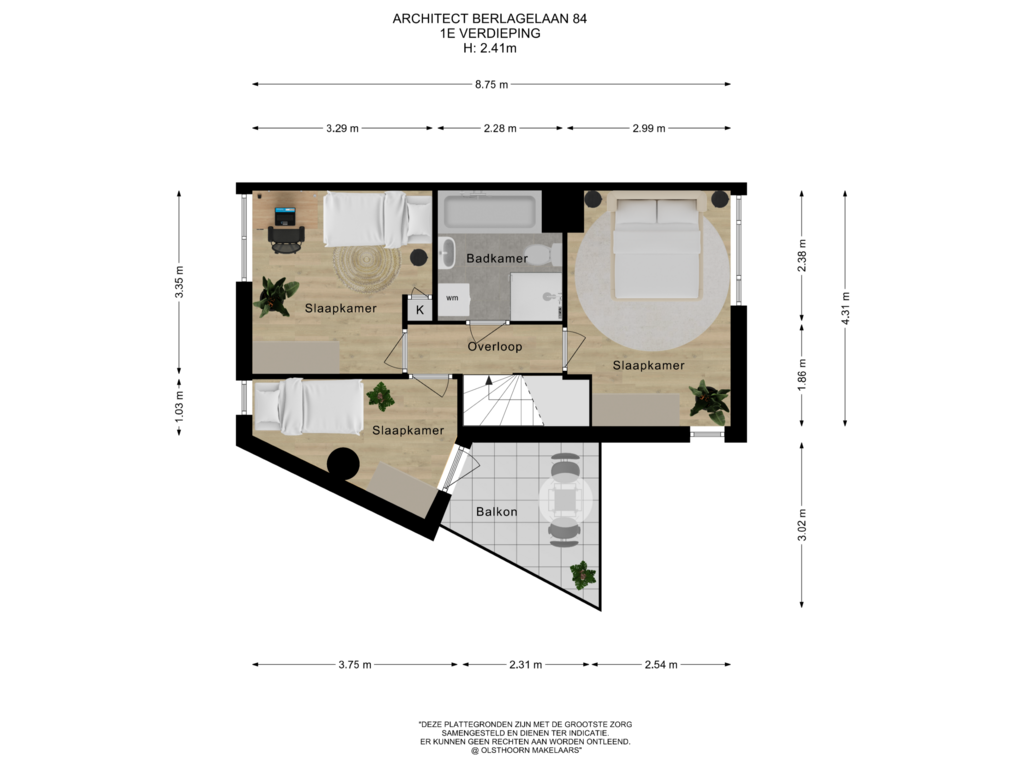 View floorplan of 1e verdieping of Architect Berlagelaan 84